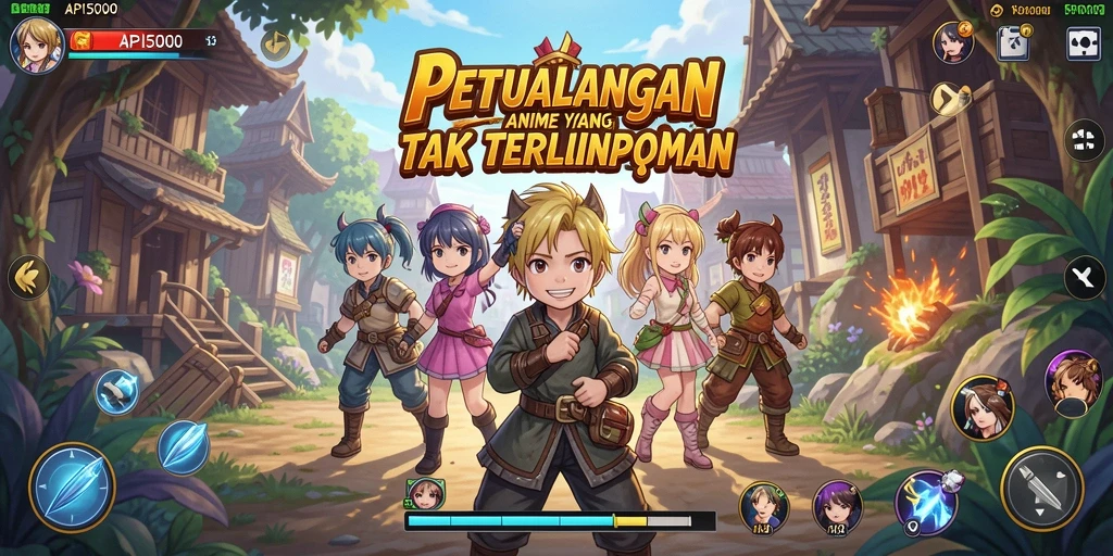 Screenshot gameplay API5000 menunjukkan pertarungan seru dengan karakter anime terkenal.
