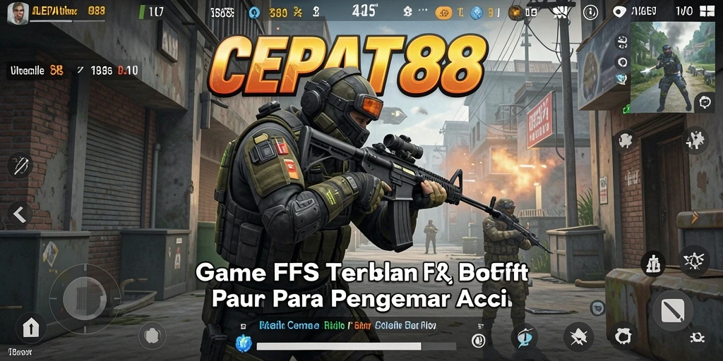 Screenshot utama CEPAT88 menampilkan aksi tembak-menembak seru.