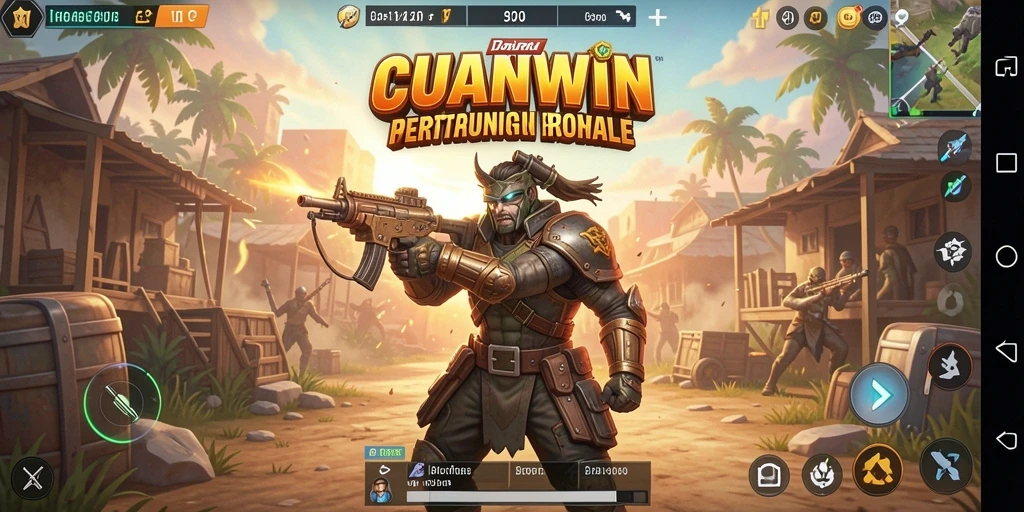 Tangkapan layar gameplay CUANWIN menampilkan aksi Battle Royale yang mendebarkan.