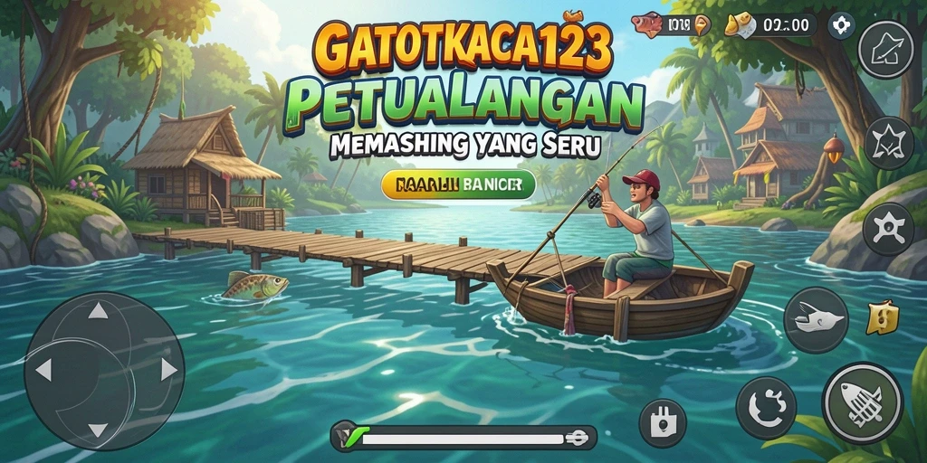 Screenshot gameplay GATOTKACA123 menampilkan aksi memancing yang seru.