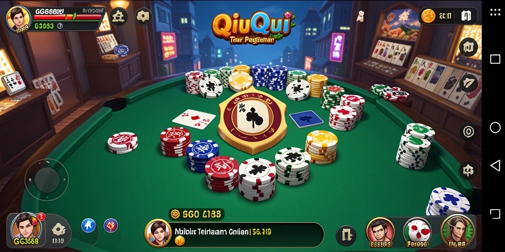 Screenshot gameplay GG368 menunjukkan suasana seru permainan QiuQiu.