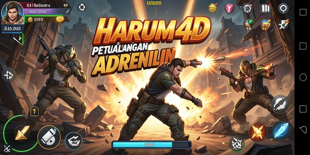 Tampilan aksi seru di dalam game HARUM4D yang memikat.