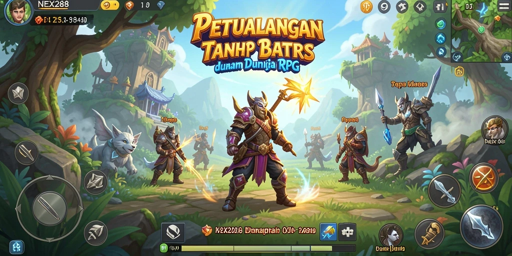Screenshot menampilkan pertarungan epik dalam game RPG NEX288.