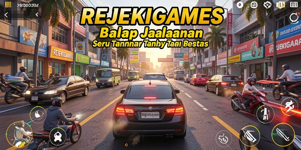 Tampilan gameplay balapan yang penuh aksi dari REJEKIGAMES.