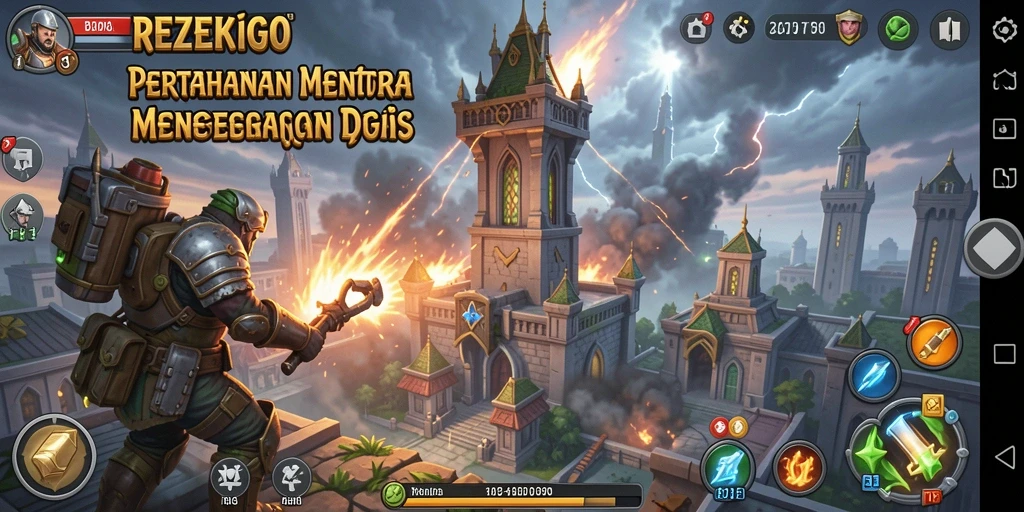 Tampilan gameplay REZEKIGO yang mendebarkan dalam Tower Defense.
